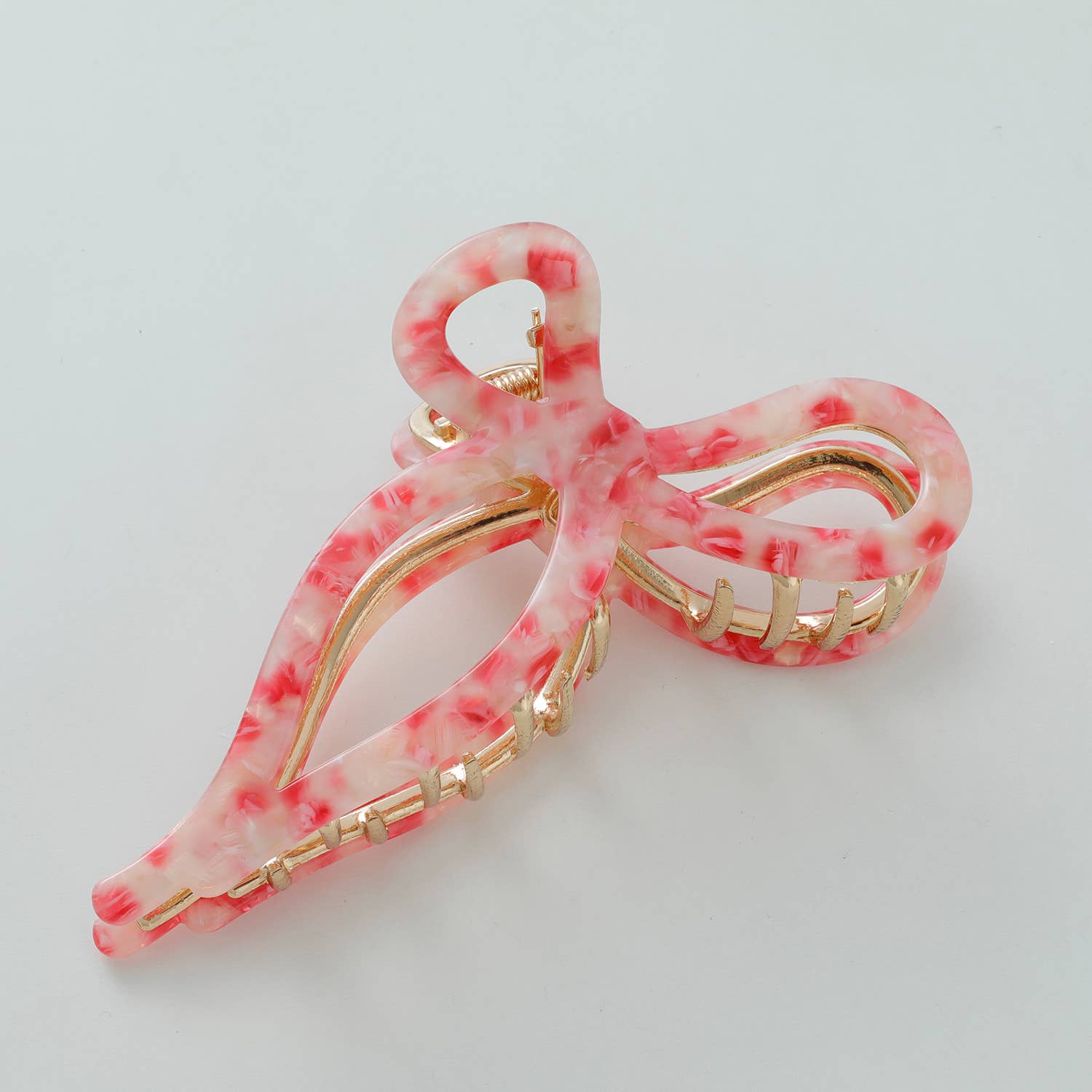 Sabrina Rosé Ribbon Metal Bow Claw Clip - Large