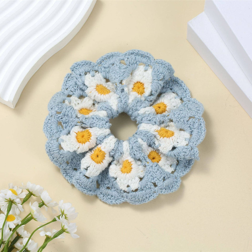 Sweet Colorful Flower Handmade Crochet Scrunchies MK2BLW6W6HSR217