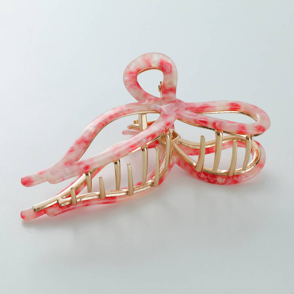 Sabrina Rosé Ribbon Metal Bow Claw Clip - Large