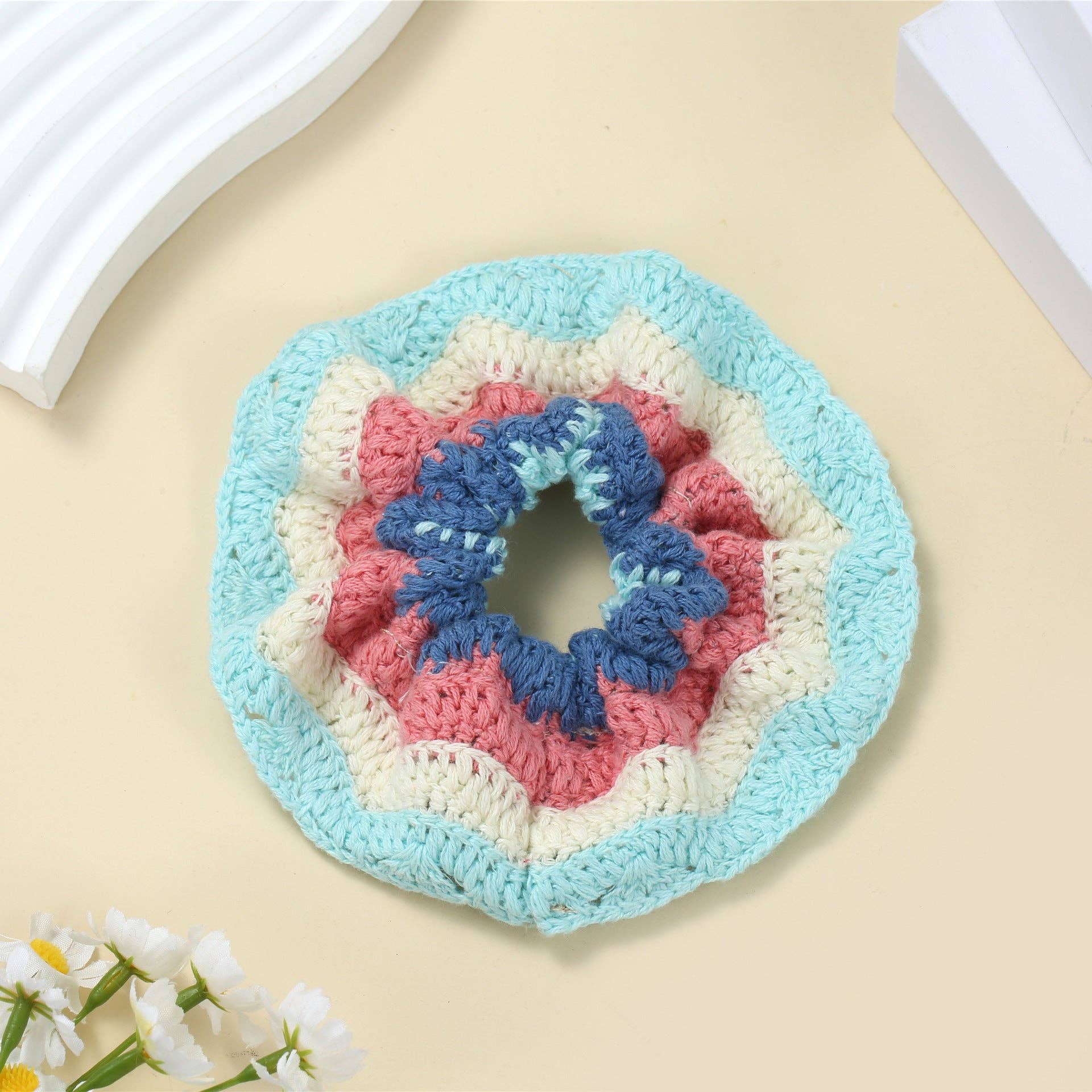 Sweet Colorful Flower Handmade Crochet Scrunchies MK2BLW6W6HSR217