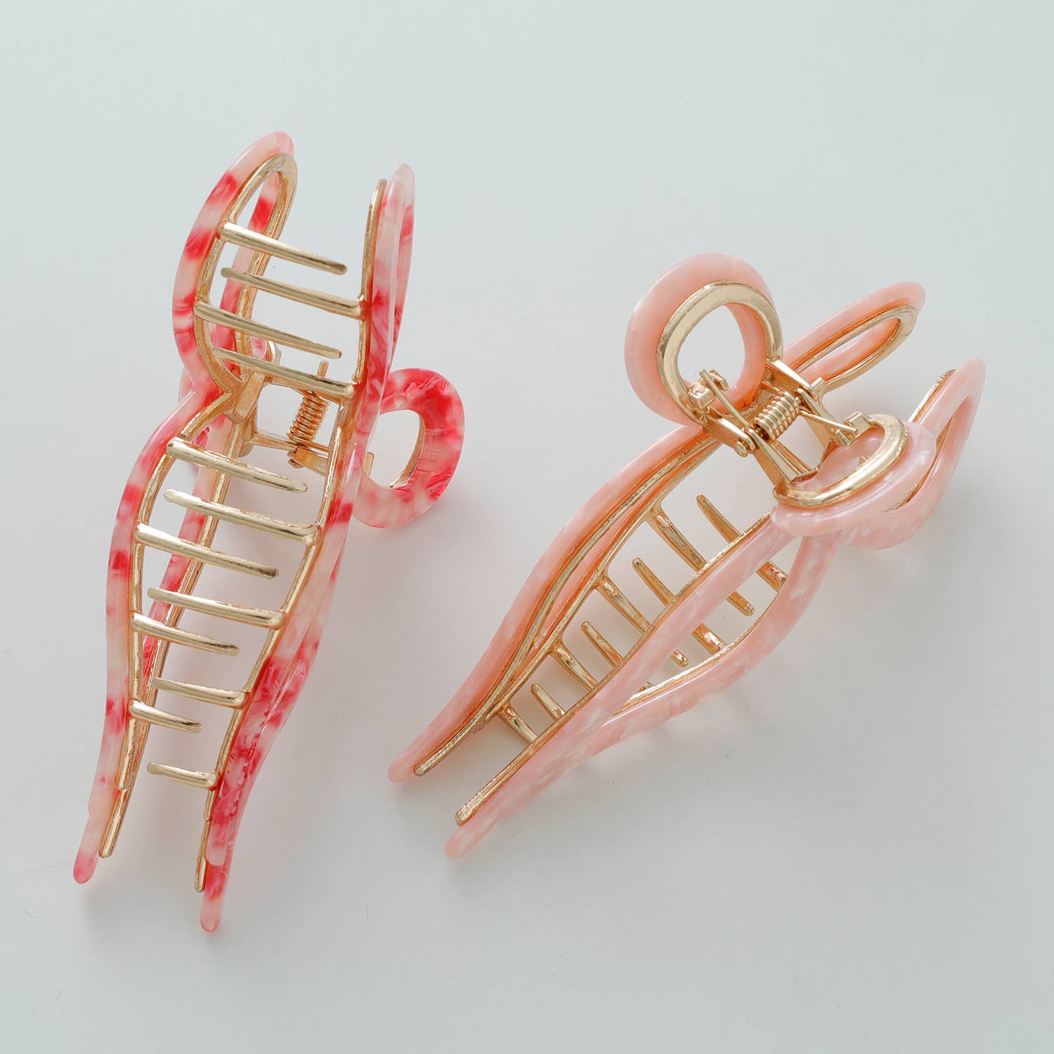 Sabrina Rosé Ribbon Metal Bow Claw Clip - Large