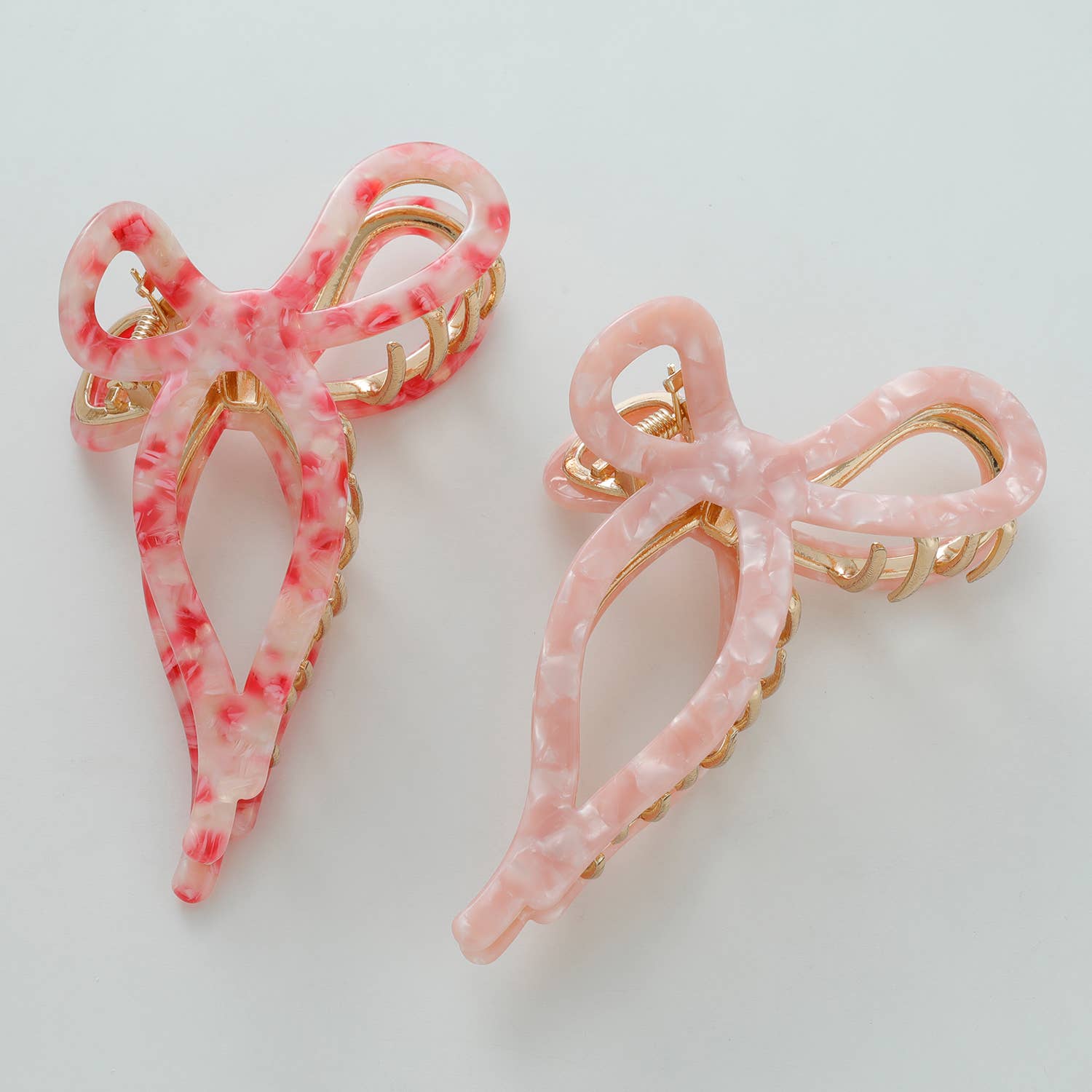 Sabrina Rosé Ribbon Metal Bow Claw Clip - Large