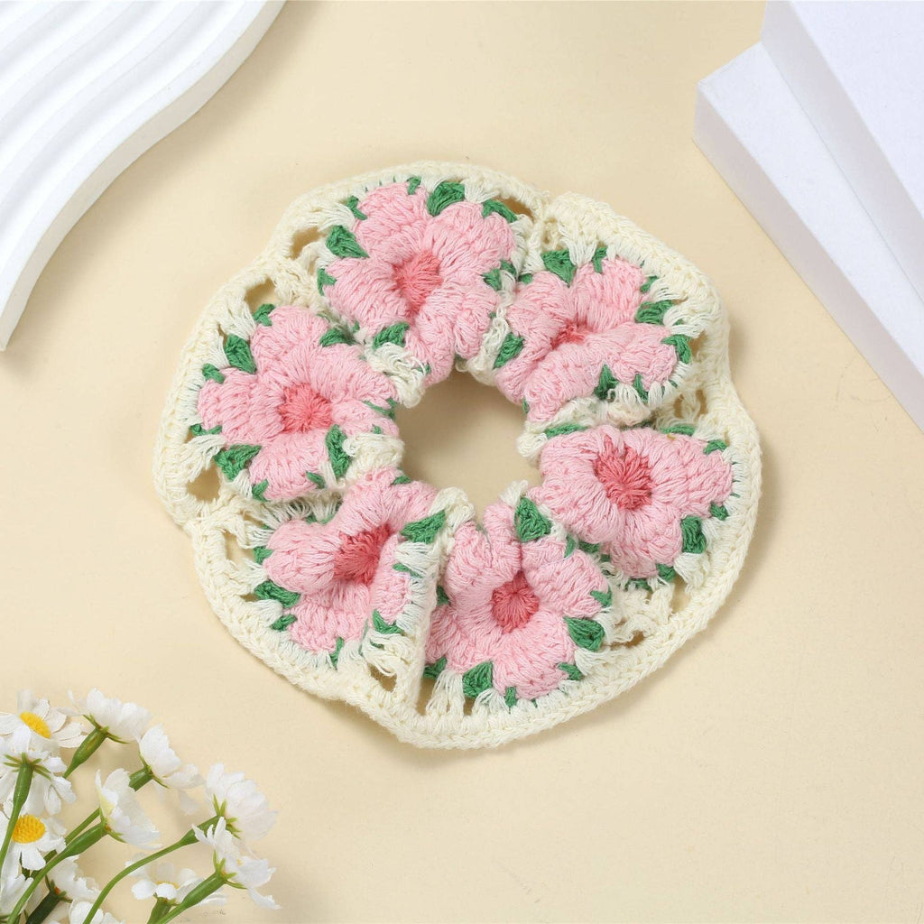 Sweet Colorful Flower Handmade Crochet Scrunchies MK2BLW6W6HSR217
