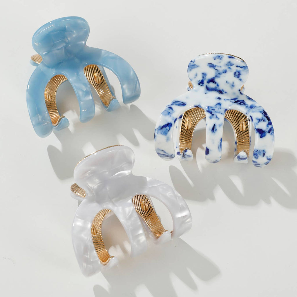 Jade Coastal Octopus Metal Claw Clip - Small