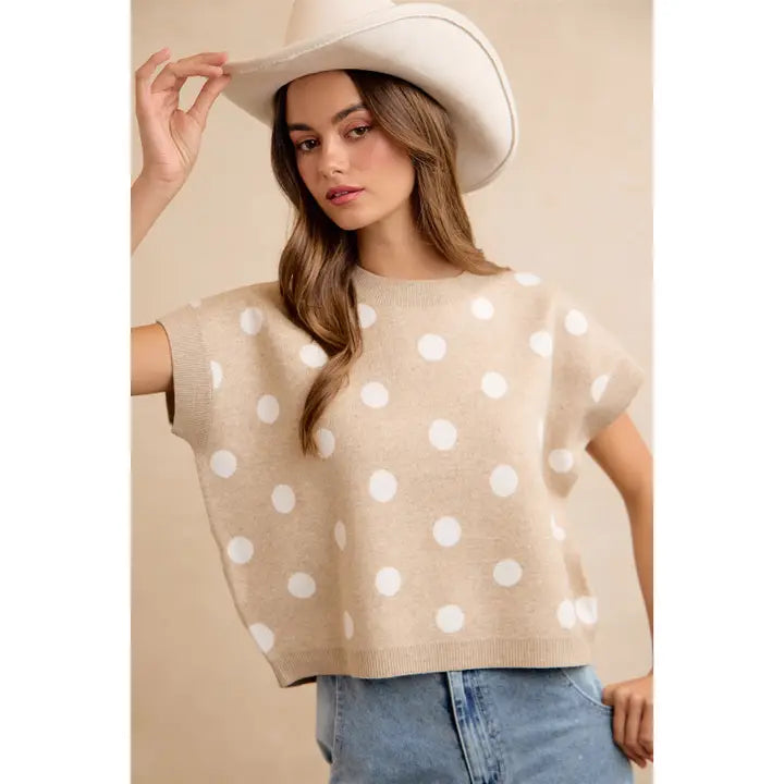 Dirftwood Dot Sweater Top