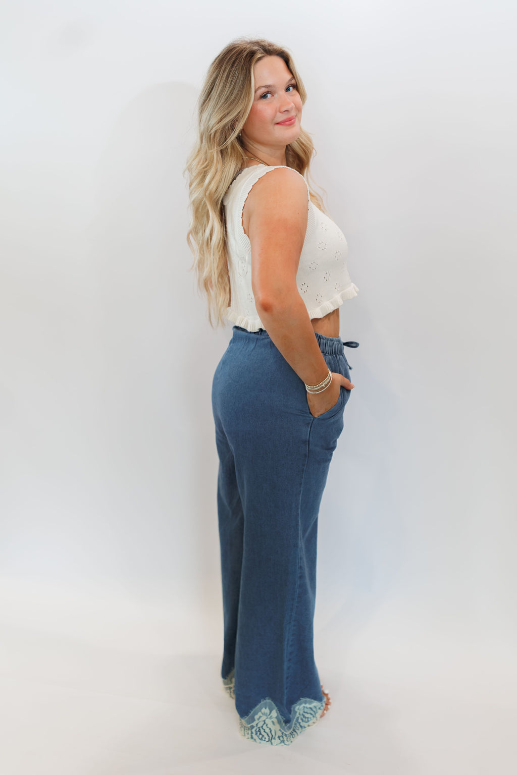 Sweet on Lace Wide Leg Jeans