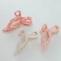 Sabrina Rosé Ribbon Metal Bow Claw Clip - Large