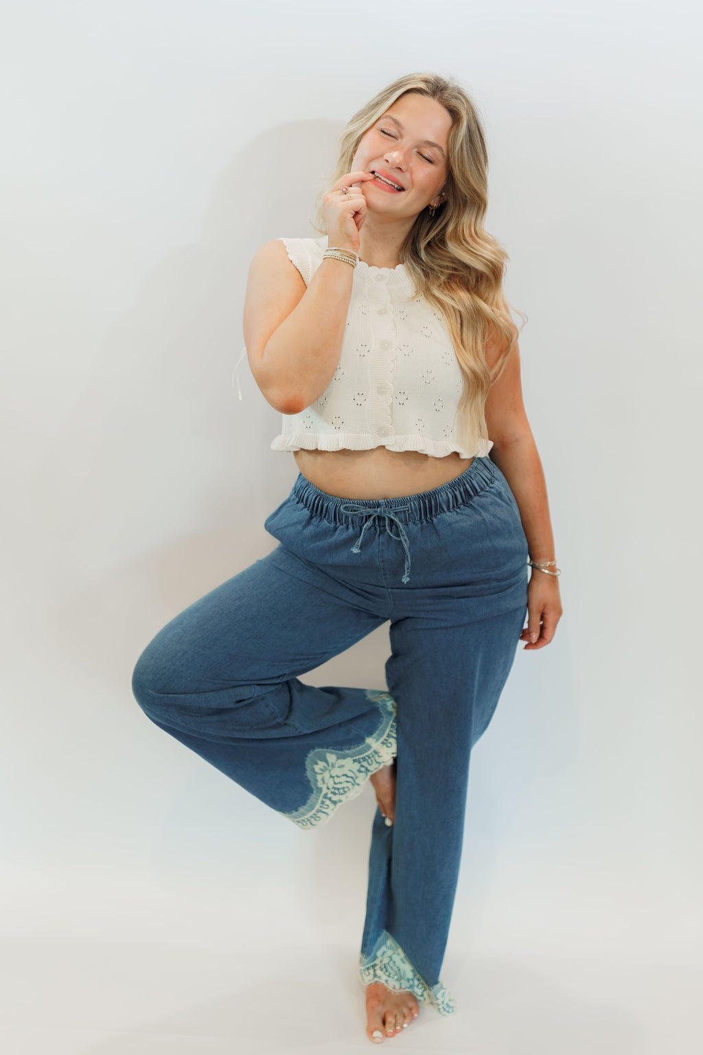 Sweet on Lace Wide Leg Jeans